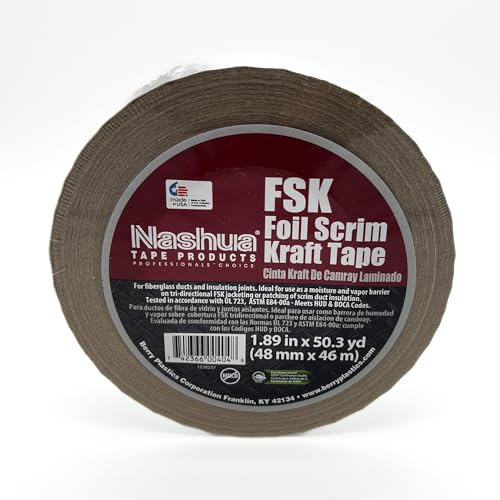 Nashua FSK Foil-Scrim-Kraft Insulation Jacketing Tape, 46m Length x 48mm Width, Aluminum - Image 2